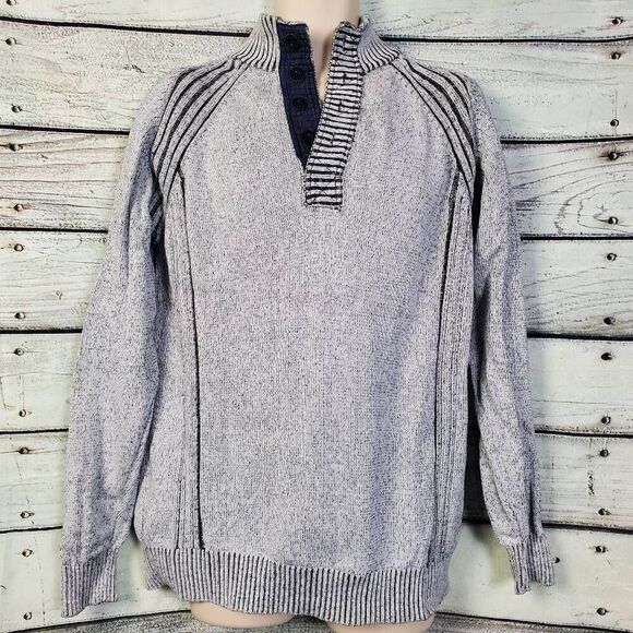 BKE Men’s Henley Sweater XL Gray Cotton Knit Long Sleeve Pullover Casual - Picture 1 of 7